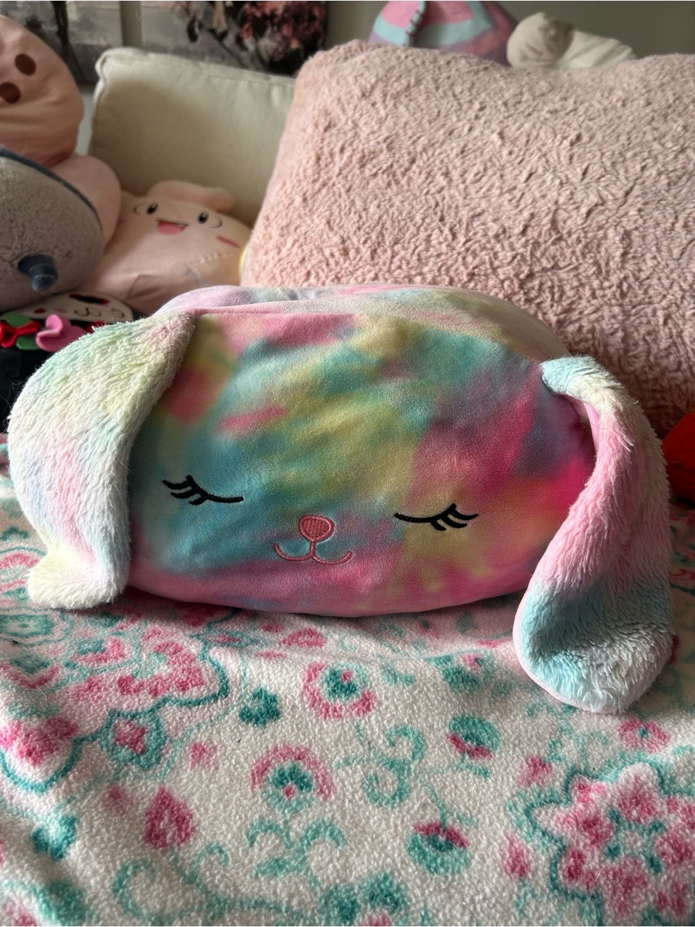 Squishmallow - Plush Multicolor Sleepy Bunny Pillow - Soft Kids Toy